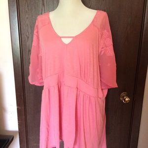 Beautiful Pink Romantic Plus Size Top